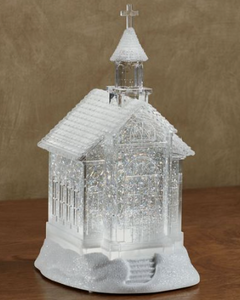 Glitter Swirl LED Lighted Church Figurine