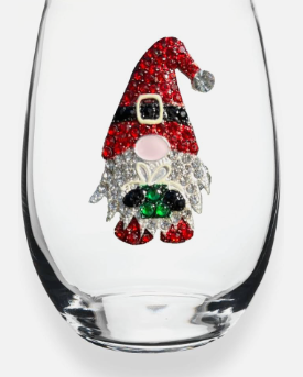 Gnome Stemless Jeweled Wine Glass