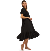 Load image into Gallery viewer, Puff Sleeve Airy Cotton Dress - Black - One Size
