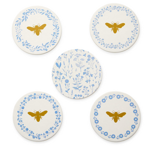 Bees and Blooms Heavyweight Paper Coasters - S/24