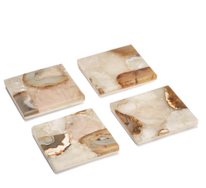 Agate Coaster with Marble Base - Genuine Agate/Marble Quartz - Single