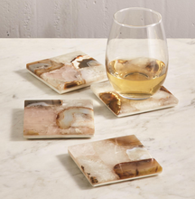 Load image into Gallery viewer, Agate Coaster with Marble Base - Genuine Agate/Marble Quartz - Single
