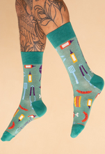 Load image into Gallery viewer, Men&#39;s BBQ Buddy Socks - Sage
