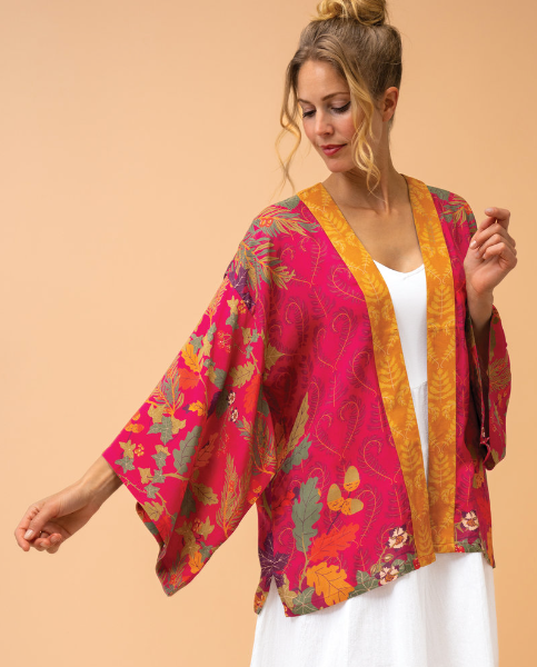 Enchanted Evening Doe Kimono Jacket - Fuchsia