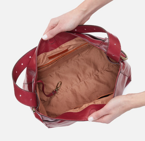 HOBO Render Shoulder Bag Polished Leather - Cranberry