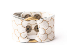 Load image into Gallery viewer, Scalloped In Cream And Taupe Leather Cuff - FINAL SALE
