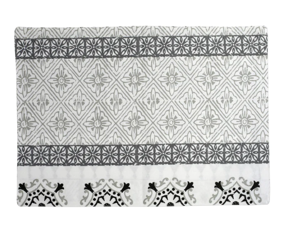 Vietri Bohemian Linens Gray/Black Reversible Placemats - Set of 4 - FINAL SALE