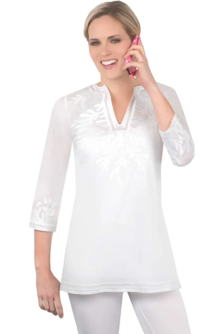 Cotton Embroidered Tunic - The Reef - White