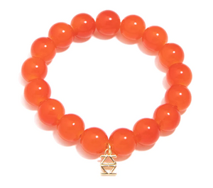 Glossy Glass Bead Stretch Bracelet - Orange