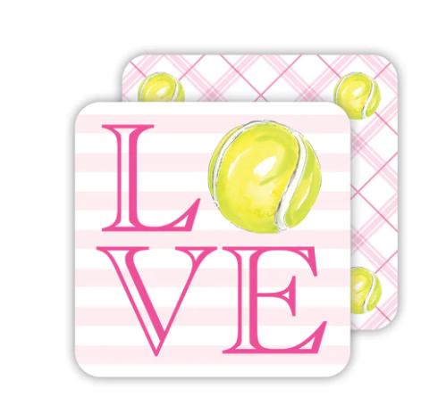 Love with Tennis Ball Reversible Paper Coaster