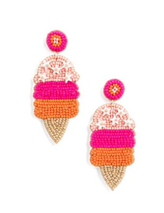 Pink Ice Cream Cone Earrings