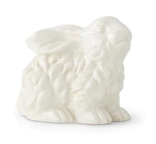 White Glazed Terracotta Bunny - Sitting - 7”