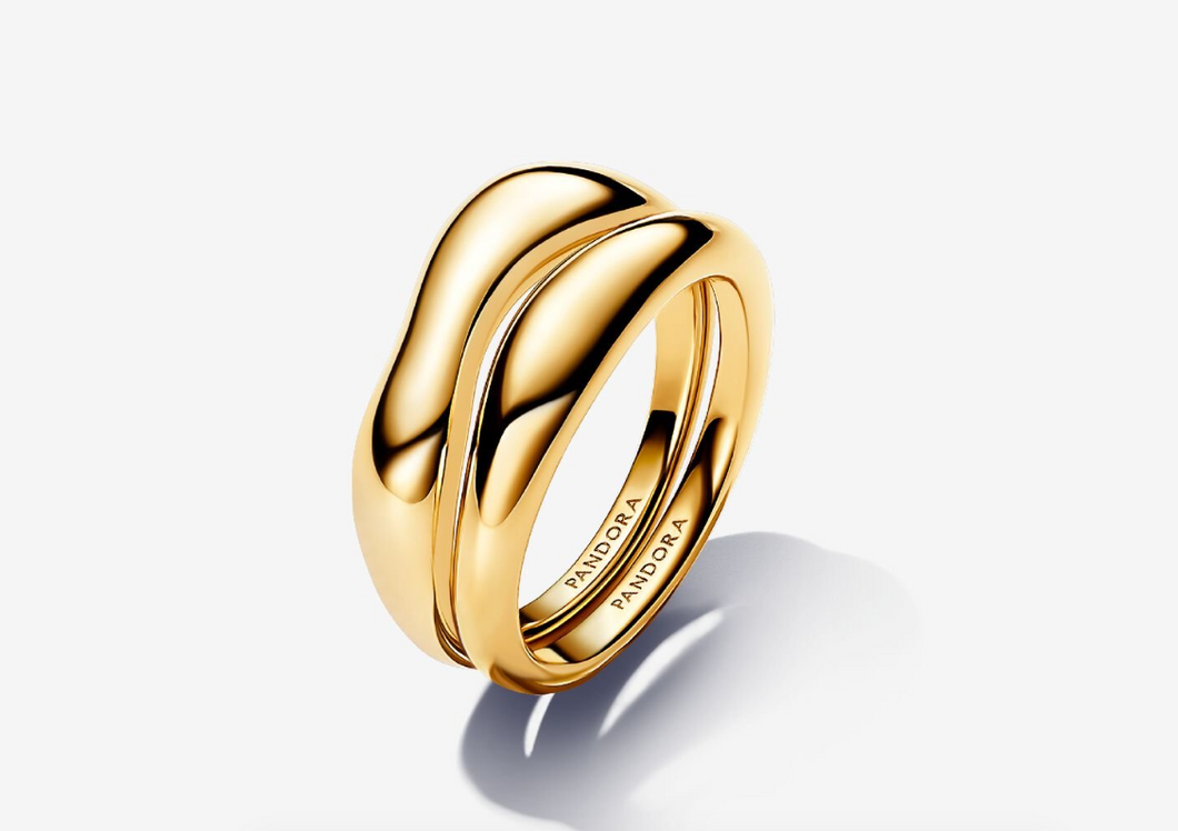 PANDORA Organically Shaped Stacking Rings - 14k Gold Plated