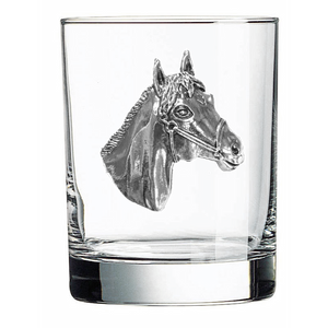 Silver Horse Head Double Old Fashioned Glass
