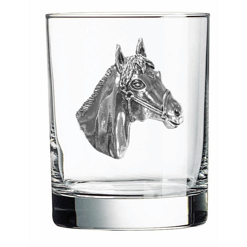 Silver Horse Head Double Old Fashioned Glass