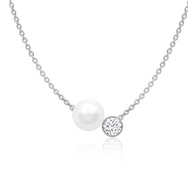 Crislu Single Pearl 16''+1''+1'' Extending Necklace Finished in Pure Platinum