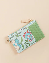 Load image into Gallery viewer, Spartina 449 Slim Card Coinpurse Hamilton Floral Block Print Seafoam
