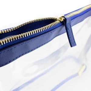 Small Crossbody - Clear PVC with Royal Blue and Gold Accents