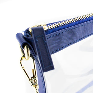 Small Crossbody - Clear PVC with Royal Blue and Gold Accents