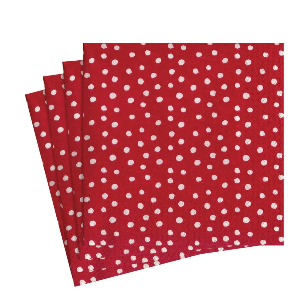 Caspari Small Dots Paper Luncheon Napkins in Red - 20 Per Package
