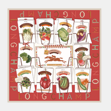 Load image into Gallery viewer, Longchamp In The Vegetable Garden Silk Scarf in red
