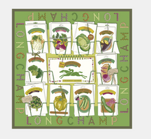 Load image into Gallery viewer, Longchamp In The Vegetable Garden Silk Scarf green
