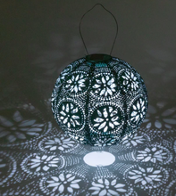 Load image into Gallery viewer, Soji Stella - Boho Globe - 12&quot; Solar Lantern - Mineral Green / Metallic Emerald
