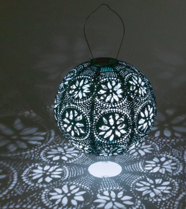 Soji Stella - Boho Globe - 12" Solar Lantern - Mineral Green / Metallic Emerald