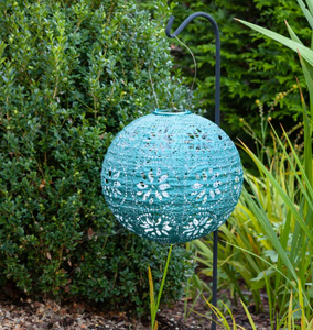 Soji Stella - Boho Globe - 12" Solar Lantern - Mineral Green / Metallic Emerald