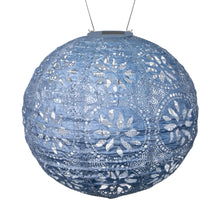 Load image into Gallery viewer, Soji Stella - Boho Globe - 12&quot; Solar Lantern- Met Blue

