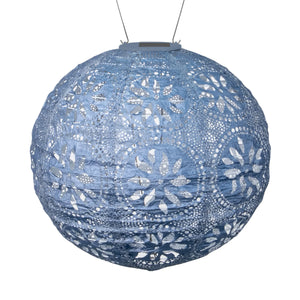 Soji Stella - Boho Globe - 12" Solar Lantern- Met Blue