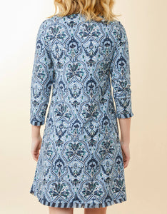 Spartina 449 Island Fringe 3/4 Sleeve Dress Hamilton Rug Navy