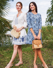 Load image into Gallery viewer, Spartina 449 Island Fringe 3/4 Sleeve Dress Hamilton Rug Navy
