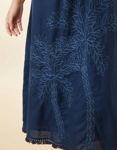 Spartina 449 Emeline Dress Hamilton Palm Embroidery