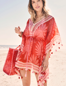 Spartina 449 Beach Cover Up Palmetto Frond Red