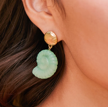 Load image into Gallery viewer, Spartina 449 Carved Moon Shell Earrings Jade
