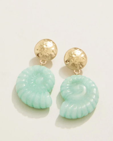 Spartina 449 Carved Moon Shell Earrings Jade