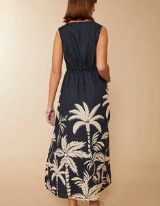 Spartina 449 Keila Midi Dress Southern Resort Palms Black