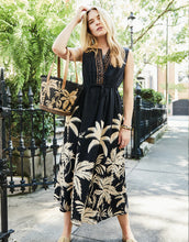 Load image into Gallery viewer, Spartina 449 Keila Midi Dress Southern Resort Palms Black
