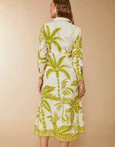 Spartina 449 Marianne Shirt Dress Southern Resort Palms Green