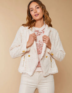 Spartina 449 Nathalie Tweed Blazer Pearl Blush