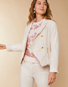 Spartina 449 Nathalie Tweed Blazer Pearl Blush