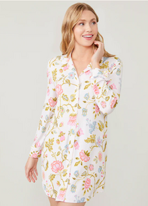 Spartina 449 Pajama Shirt Jane Jacobean Cream