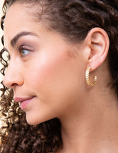 Load image into Gallery viewer, Spartina 449 Parkwood Hoop Earrings 30mm White Opal
