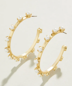 Spartina 449 Stand Out Hoop Earrings Pearl