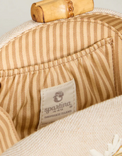 Load image into Gallery viewer, Close-up of a striped fabric with a 'spartina' label on a beige background
