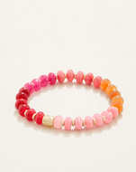 Spartina 449 Stone Stretch Bracelet 10mm Pink/Red - red, orange and three shades of pink stones interspersed with flat gold beads
