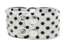 Load image into Gallery viewer, Spotted In Black Leather Cuff
