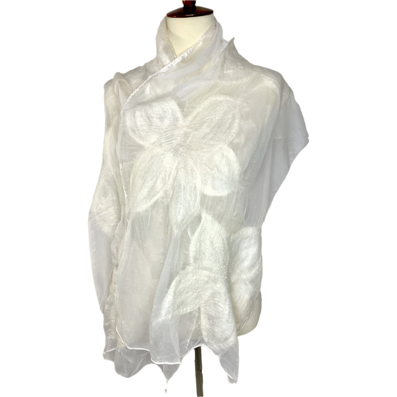 Pomegranate Moon Spring Flower White Chiffon Scarf