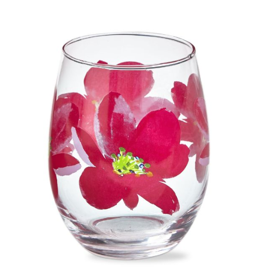 Springtime Stemless Wine Glass - Pink